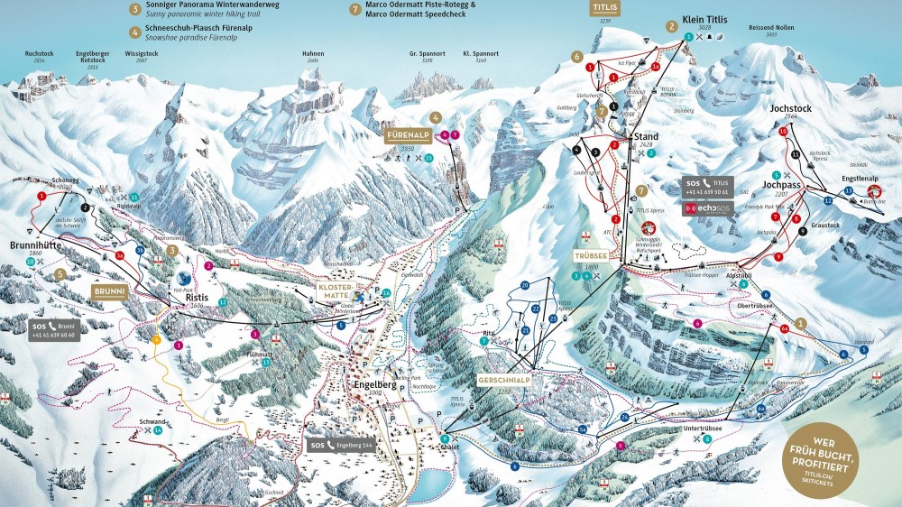 Pistekaart van Engelberg.